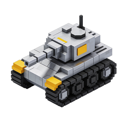 Voxel-Panzer-Icon - 3D-Pixel-Art-Militärfahrzeug