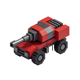 ไอคอนรถถัง Voxel 3D - ดีไซน์ทางทหารแบบ Isometric