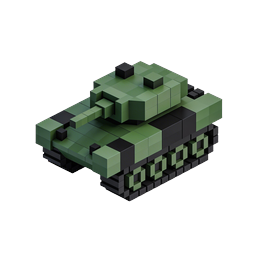 3D Voxel Military Tank Icon - Isometric Block Style
