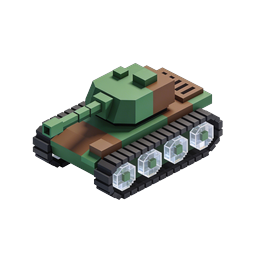 Isometric Voxel Military Tank 3D Icon for Games