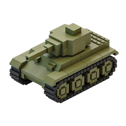 3D Изометрическая иконка военного танка в стиле воксель | Армейский транспорт