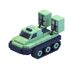 Voxel Military Tank 3D Isometric Icon for Games