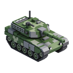 Voxel Military Tank 3D Icon - Isometric Army Vehicle