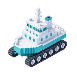 Voxel Tank Ship 3D Isometric Icon