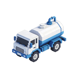 Icône 3D isométrique de camion-citerne Voxel pour puzzles