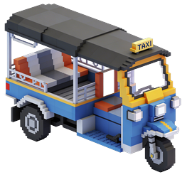 Voxel Taxi Bus 3D Icon - Retro Pixel Art Style