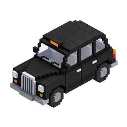 Icône de taxi Voxel - Transport en 3D Pixel Art