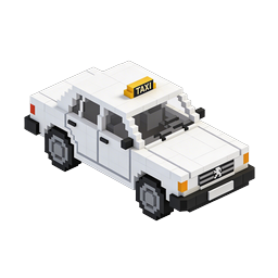 Voxel Taxi Cab Icon - Isometric 3D Pixel Art Style