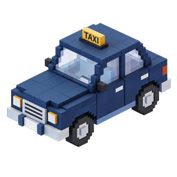Voxel Taxi Cab Icon - 3D Isometric Pixel Art Vehicle