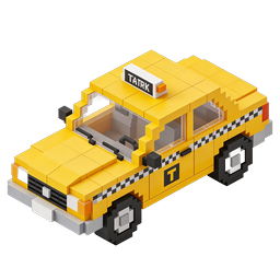 Icona 3D Taxi Voxel - Stile Blocco Isometrico