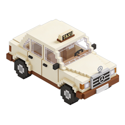 Voxel Taxi Isometric 3D Pixel Art Icon