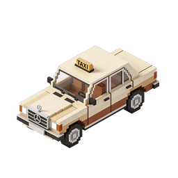 Voxel Taxi Cab Icon - Isometric 3D Block Style