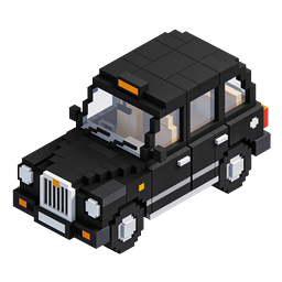 Voxel Taxi Cab 3D Isometric Icon | Pixel Art Vehicle