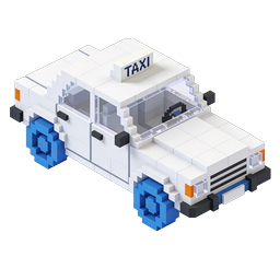 Voxel Taxi Car Icon - 3D Pixel Art Transportation