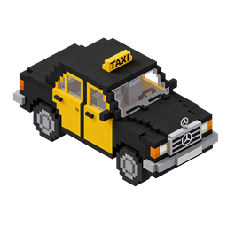 Isometric Voxel Taxi Car Icon - 3D Pixel Art