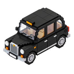 Voxel Taxi Car Icon - 3D Pixel Art Transportation