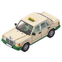 Isometric Voxel Taxi Car Icon - 3D Block Style