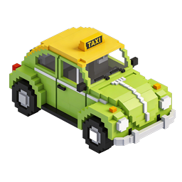 ไอคอนรถแท็กซี่ Voxel - การออกแบบ Isometric แบบ 3D Pixel Art
