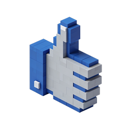 3D Voxel Thumbs Up Icon - Isometric Block Design