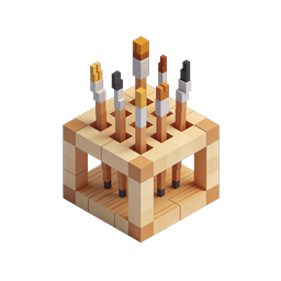 Isometric Voxel Tool Rack Icon - Minecraft Style