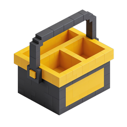 Voxel-Werkzeugkasten-Icon | 3D-isometrischer Werkzeugkasten