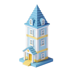 Иконка башни в стиле воксель - Изометрический 3D пиксель-арт