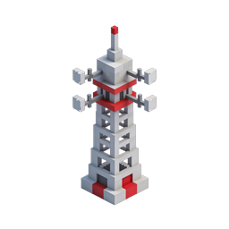 Voxel Communication Tower Isometric Icon | 3D Pixel Art