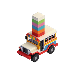 Colorful Voxel Toy Truck 3D Isometric Icon