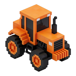 Voxel Tractor 3D Pixel Art Farm Vehicle Icon