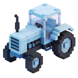 Voxel Tractor Icon - Isometric 3D Farm Vehicle