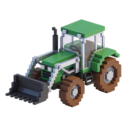 Voxel Tractor Icon - 3D Isometric Farm Vehicle