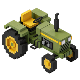 Voxel Tractor 3D Icon - Isometric Farm Vehicle
