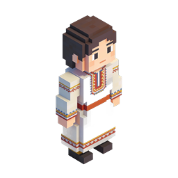 Voxel Traditional Robe Character Icon - 3D Pixel Art