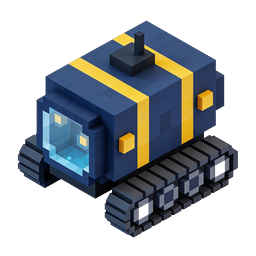 Isometric Voxel Train Engine Icon | 3D Blue Locomotive