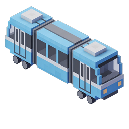 Isometric Voxel Blue Train Icon - 3D Transportation