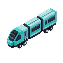 Isometric Voxel Train 3D Icon - Blocky Pixel Art