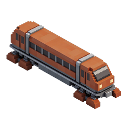 Voxel Train Locomotive 3D Icon | Isometric Pixel Art