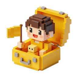 Cute Voxel Treasure Chest Character Icon - 3D Pixel Art