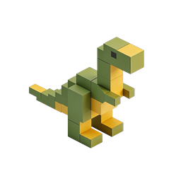 Ícone 3D de bloco de dinossauro T-Rex voxel | Estilo Minecraft