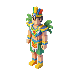 Voxel Tribal Warrior Character Icon - 3D Pixel Art