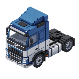 Voxel Blue Truck Icon - Isometric 3D Pixel Art