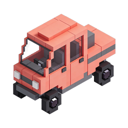 Voxel Style 3D Truck Icon - Isometric Block Vehicle