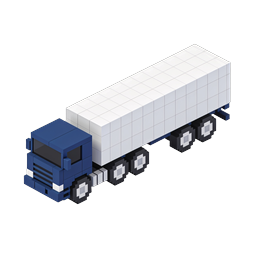 Voxel Semi-Truck 3D Isometric Icon for Logistics