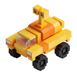 Voxel Yellow Truck Icon - Isometric 3D Block Vehicle Design