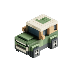 Isometric Voxel Truck 3D Block Icon for Transport