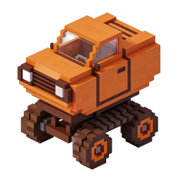 Voxel Blocky Orange Truck Icon - 3D Pixel Art Vehicle