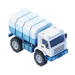 Voxel Delivery Truck Icon - 3D Isometric Pixel Art