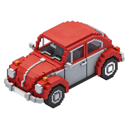 Isometric Voxel Red Truck 3D Icon for Games
