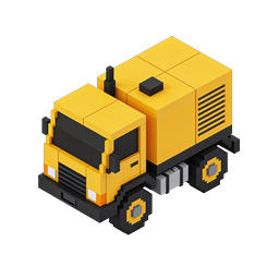 Icono 3D isométrico de camión Voxel para logística y transporte