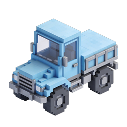 Voxel 배달 트럭 아이콘 - 3D 아이소메트릭 블루 화물 차량